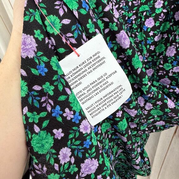 ASOS Design Women’s 8 Black Purple Floral Ruffle Tiered Dress New - Picture 4 of 7